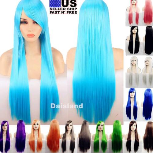 80cm Long Straight Women Cosplay Costume Party Hair Anime Wigs Full Hair Wig - Picture 1 of 16