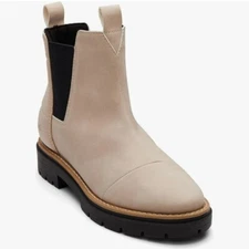 Toms Skylar 10018633 Chelsea Booties Womens 10 Pull-On Lug-Sole Round Toe Tan