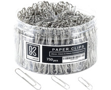 750 Paper Clips Assorted Sizes Small, Medium and Large Sizes, Silver