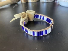 Wampum Glass bracelet native made Mountain Man rendezvous cherokee Regalia
