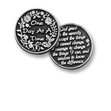 One Day At A Time - Serenity Pocket Token - 1 inch - W/Organza Bag(PT174)