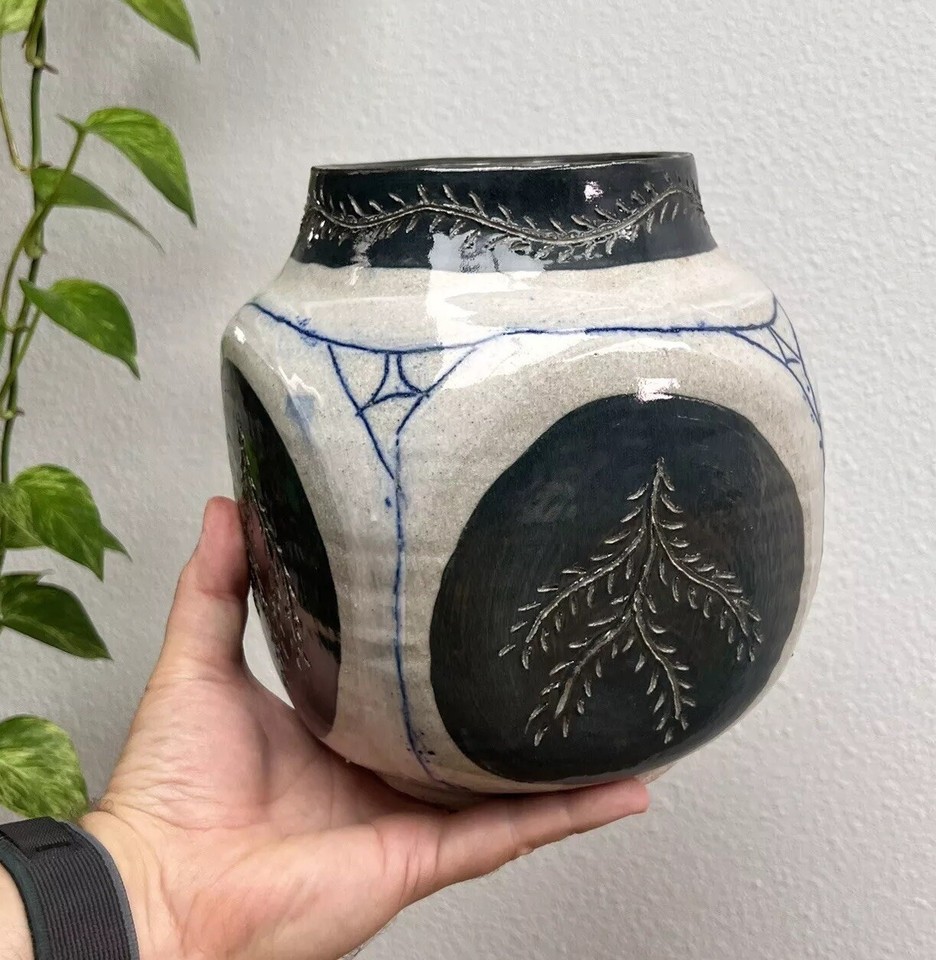 Vintage Large Art Pottery Ceramic Vase Artist Signed Dated 2000 eBay