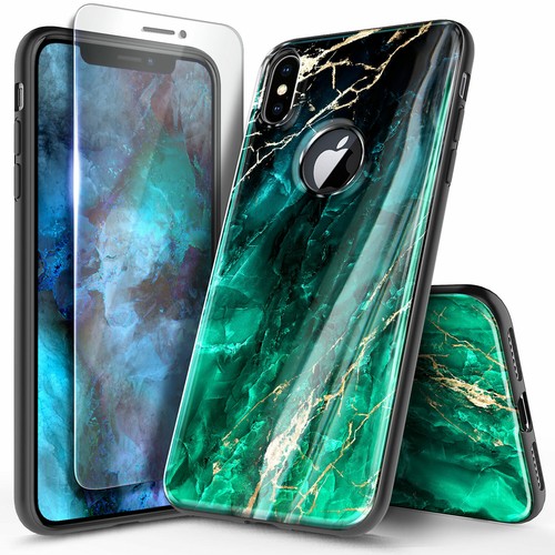 Funda de mármol para iPhone X XR XS Max, cubierta suave ultra delgada con vidrio templado - Imagen 10 de 24
