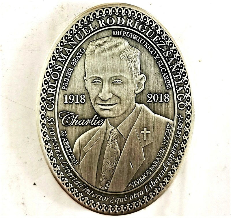 Gigante Medalla BEATO CHARLIE y VIRGEN PROVIDENCIA Iglesia PUERTO RICO token