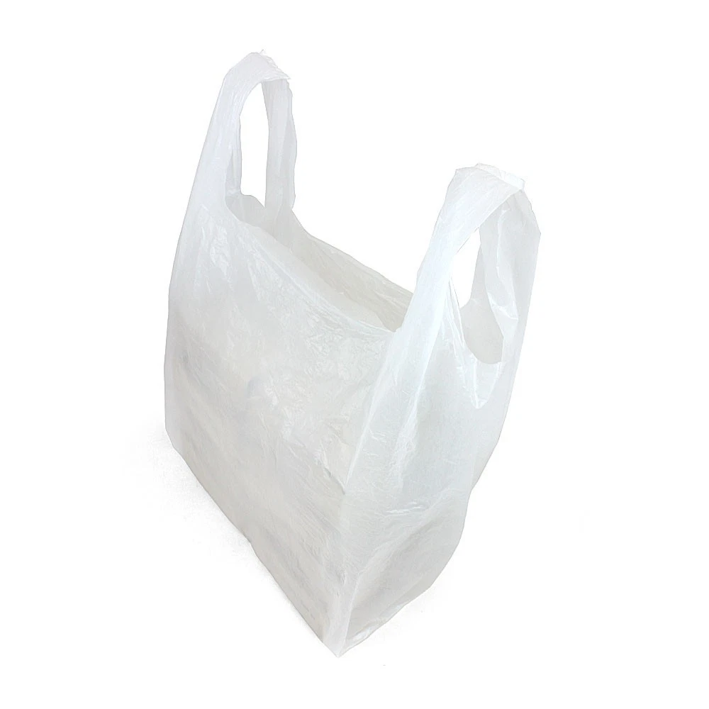 White Plastic Vest Carrier Bags S3 Supermarket Style 10 x15 x18