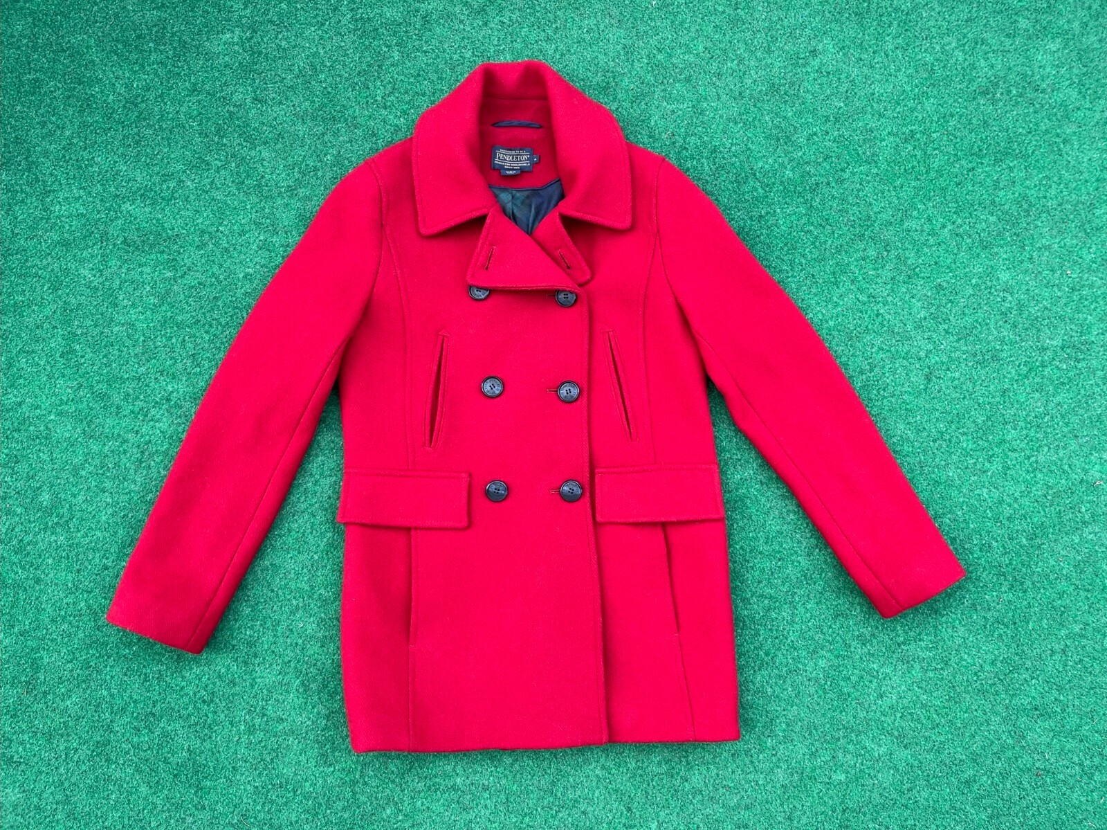 Pendleton Double Button Red Wool Coat Women's Sz 4 - image 7