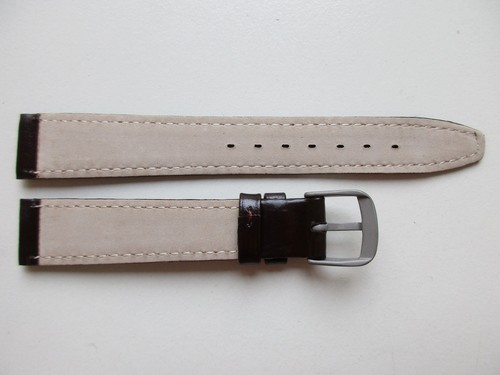 Brown plain dress thin 16 MM leather watch band strap - Picture 7 of 7