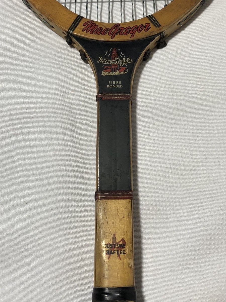 Vintage Tennis Wooden Tennis Racket MacGregor Intercollegiate wood Fiber Welded