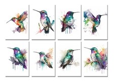 8 Assorted All Occasion Note Cards Blank Greeting Cards Hummingbirds