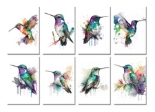 8 Assorted All Occasion Note Cards Blank Greeting Cards Hummingbirds