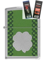 Zippo 3174 four 4 leaf clover lucky Lighter with *FLINT & WICK GIFT SET*
