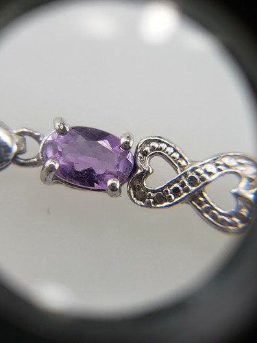 Size 7 Natural Purple Amethyst Sterling Silver Bracelet Women's Lady's Teen Love - Picture 3 of 10