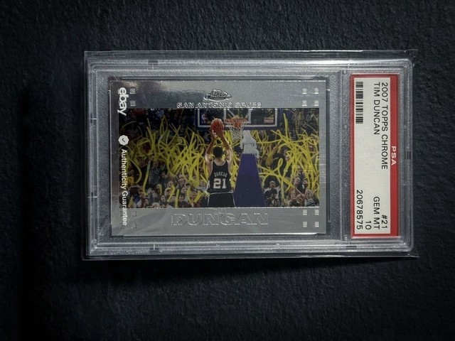 ⁠2007-08 Topps Chrome Tim Duncan 21 San Antonio Spurs PSA 10 Gem Mint⁠