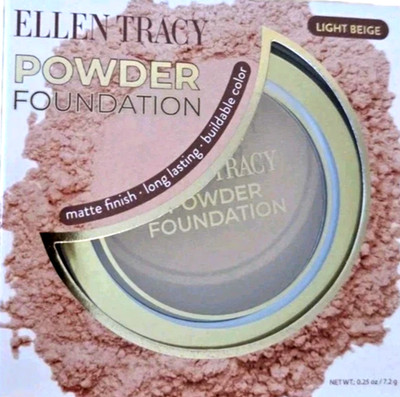 Ellen Tracy Powder Foundation # Light Beige,Matte Finish-long lasting 0.25oz NIB