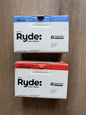 2 pack Ryde Relax & Energize Dietary Supplement Shots Vegan Zero Calories