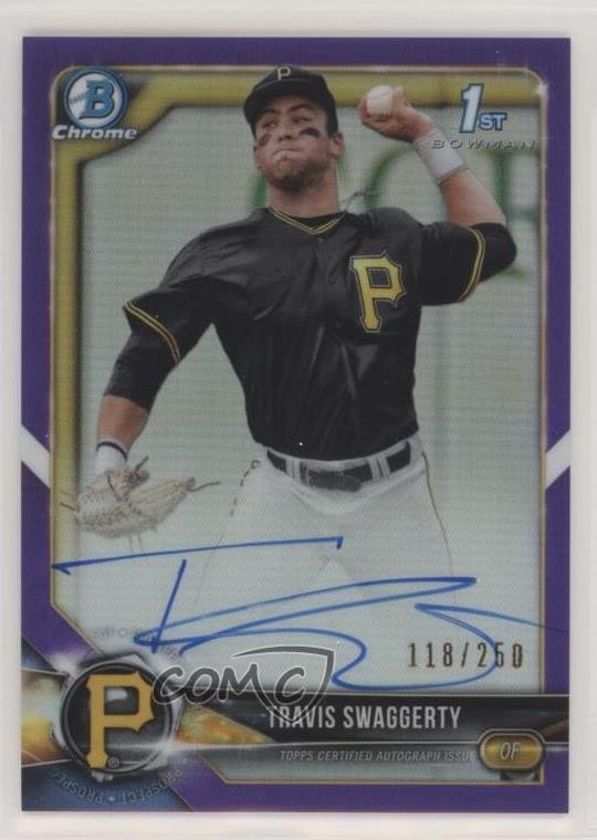 2018 Bowman Draft Chrome Pick Purple Refractor 118/250 Travis Swaggerty Auto 1q7