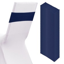 50 Pcs Spandex Chair Sashes Bows with Slider Buckle, Dark Blue