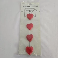 Heart 4 Pc Button Covers Vintage Novelty Unique Festive Fun Love Brand New