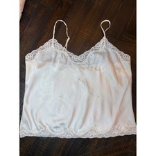 Vintage Barbizon Satin Lace Camisole Cream Floral Embroidered Tank M Cottagecore