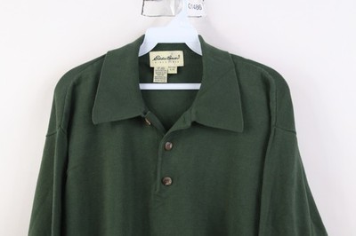 Vintage 90s Eddie Bauer Mens Large Distressed Cotton Knit Collared