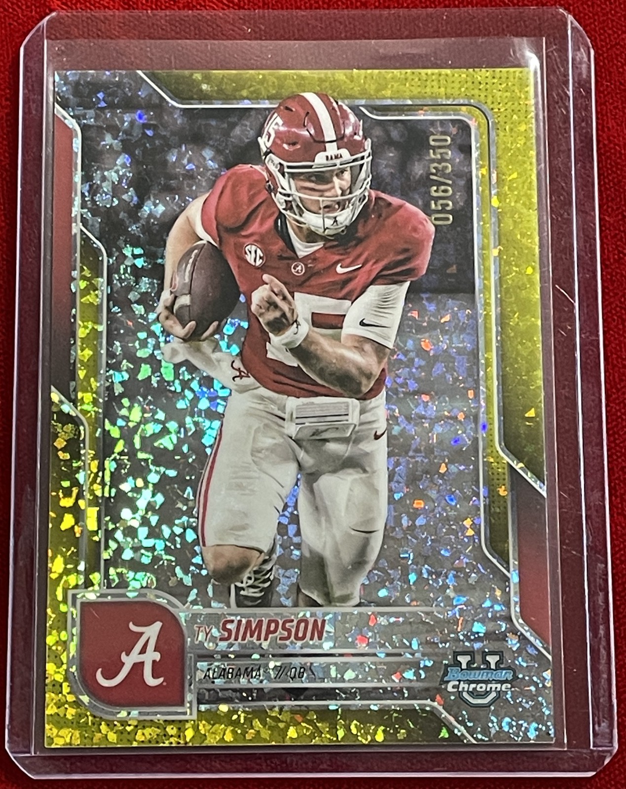 2025 Bowman U Chrome Ty Simpson Yellow Mini Diamond Refractor 056/350 #151 Bama