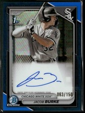 2024 Bowman Chrome Prospect Auto Jacob Burke Blue Refractor /150 White Sox 1st