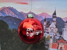 VINTAGE RED GLASS BALL CHRISTMAS ORNAMENT UPS UNITED PARCEL SERVICE TRUCK 3"