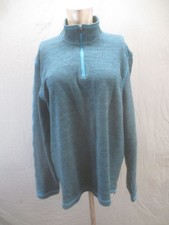 Eddie Bauer Size L Mens Green Cotton Blend 1/4 Zip Outdoor Hiking Pull Over 375