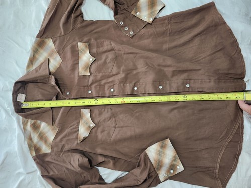 Camisa Western De Colección Ely Plains Para Hombres 16.5X35 Marrón A Cuadros Perla Snap Vaquero Años 80 - Imagen 3 de 9
