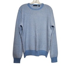 Saks Fifth Avenue Mens Sz M Pullover Knit Sweater 100 Cashmere Blue Casual EUC 