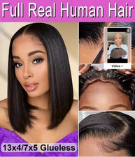 13x4 7x5 Glueless Lace Front Wig 100% Human H...