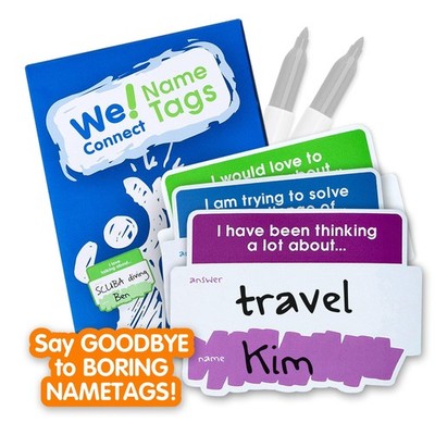 We! Connect Name Tag Stickers (150 PCS) - Easy-to-Write Name Stickers with Co...