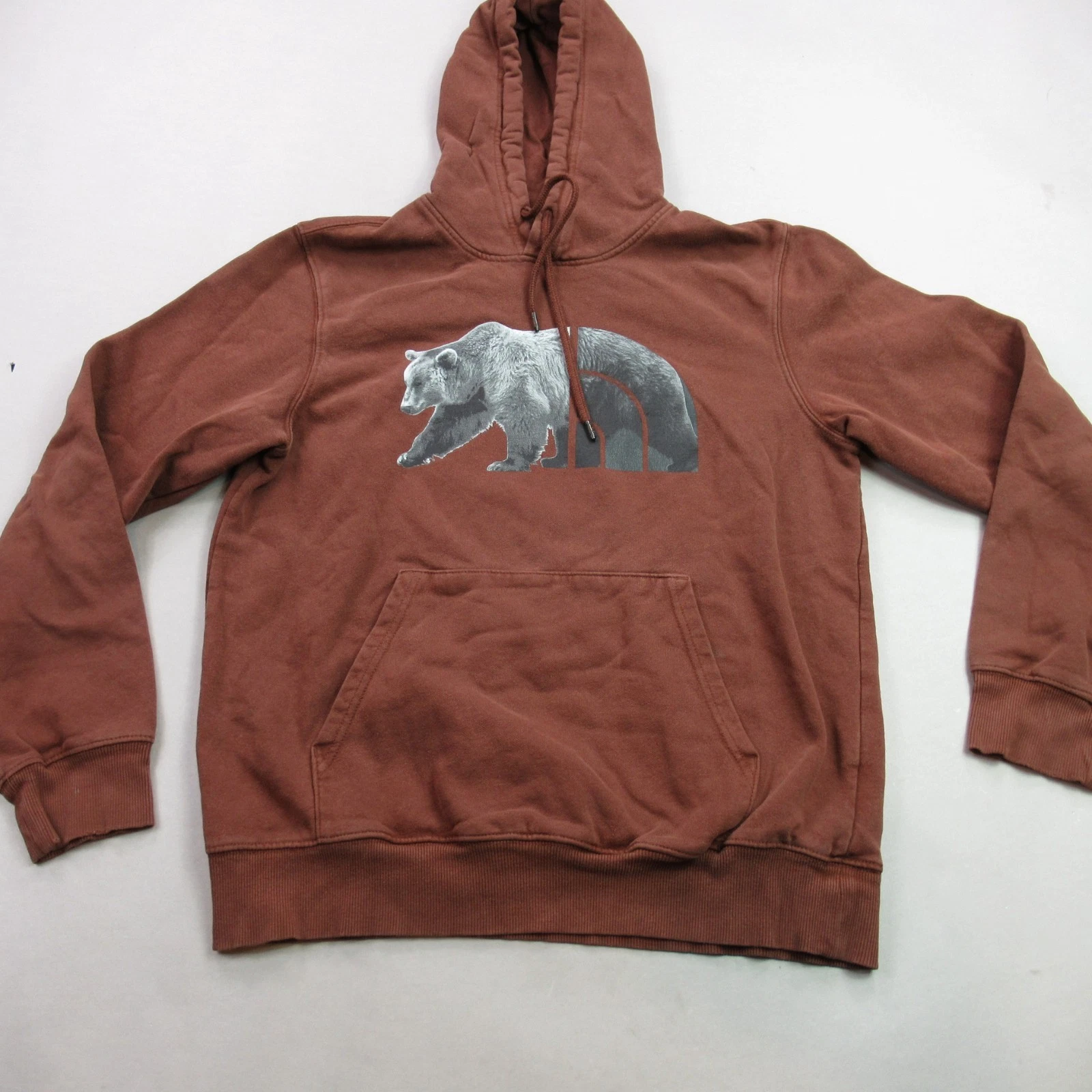 North Face Hoodie Mens Medium Long Sleeve Hooded Pullover Pockets Brown