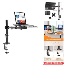 Laptop Desk Mount Stand Articulating Arm Up to 17 Inch Ventilated Tray 22 lbs