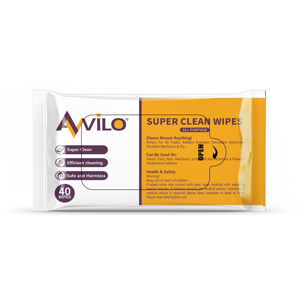 Super Clean Wipes Citrus Scented Pack of 40 18x20cm