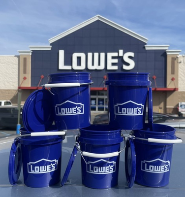#ad RARE HARD TO FIND LOWE’S BLUE MINI BUCKET WITH LID LOT OF 5 FREE SAME DAY SHIP $25.97