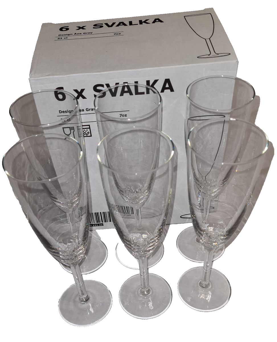 IKEA 6er Set SVALKA Sekt Champagner Flöte Glas Kelch Gläserset 21cl