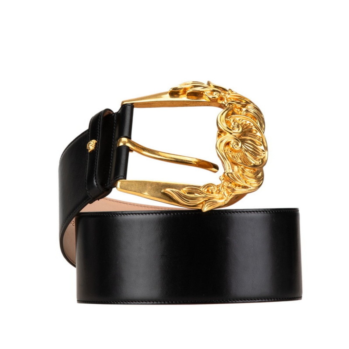 Versace ゴールドレザー ベルト Versace Maxi Wide Couture Belt 80/32 Black Gold Leather