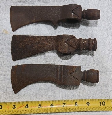 3 x Vintage Native American Style Pipe Tomahawk, Axe Head