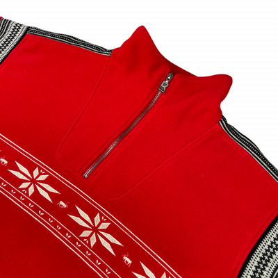 Bogner Men's 1/4 Zip Fleece Pullover Jacket Red Nordic/Fair Isle   USA   Medium