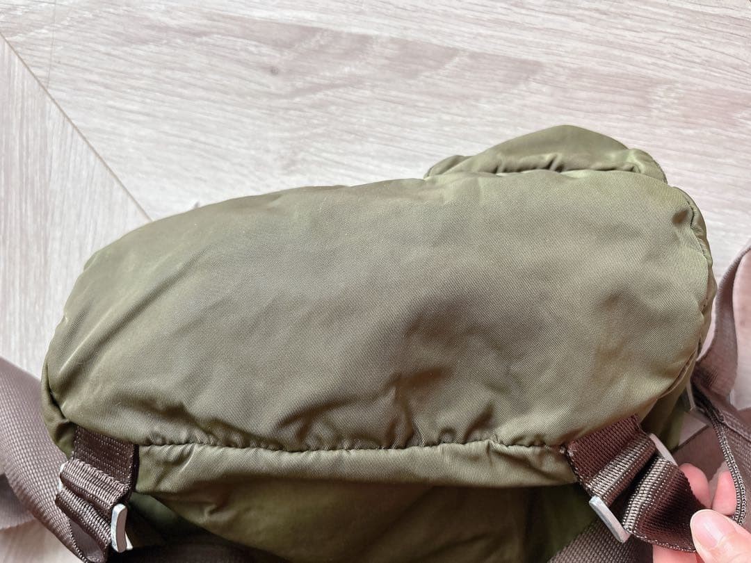 Prada Nylon Backpack Khaki Triangle Logo White Tag Authentic Women's Bag thumbnail 13