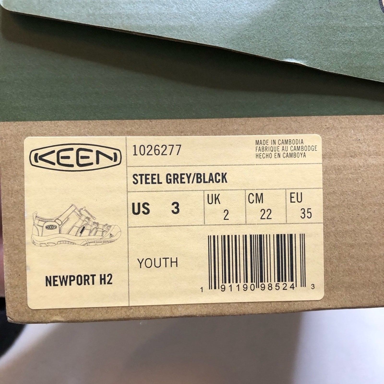 Sandali Keen Newport H2 grigio nero per bambini giovani taglia US 3