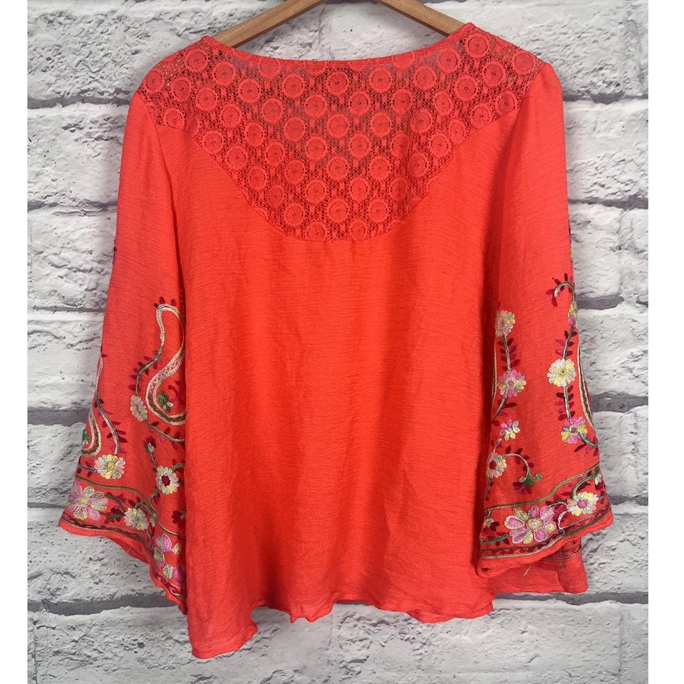Blusa Figueroa & Flower Mujer XL Boho Campesina Artística Maximalista Bordada Encaje Foto 4 de 4