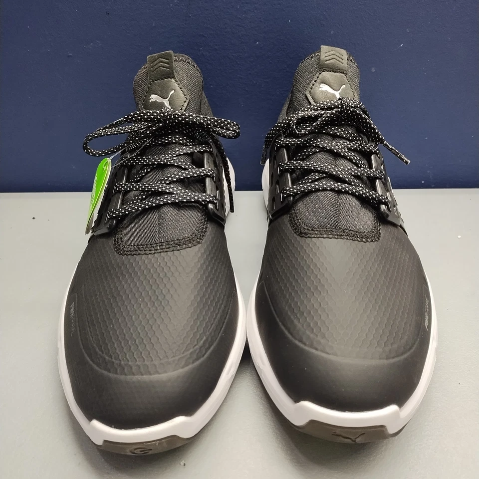 Zapatos de golf articulados PUMA Ignite para hombre 8 negros blancos impermeables con cordones 376234-02 Foto 2 de 4