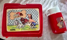 Vintage Pound Puppies Thermos Lunch Box Graphic Acrylic School Picnic Nostalgic