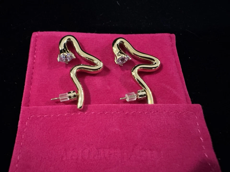 Nuevos Pendientes Hey Harper Oro Tachuela Squiggle Estrás Glamour Audaz Moderno Declaración Foto 2 de 4