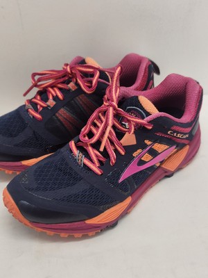 Brooks Womens Cascadia 11 Dark Blue/pink/orange Trail Running Shoes Size 7B 