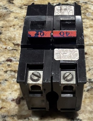 NA240 FPE Federal Pacific 40 Amp 2 Pole Stab-Lok Thick Wide Red Handle  