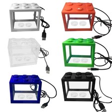 Aquarium with LED Lamp Light Desktop Breeding for Tank Betta Fish Fighting Cylin