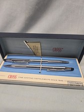 Vtg Cross 3501 Century Chrome Ballpoint Pen and Pencil Set w/Box